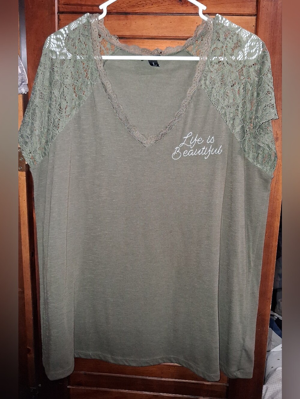 Torrid Olive Green Lace Detail Shirt